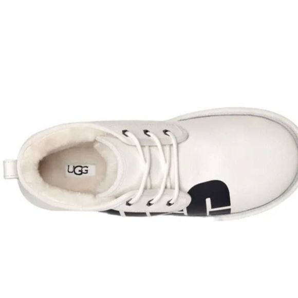 UGG Neumel Mens Chopd White Pebbled Leather, Sz. 12, NEW - Picture 1 of 8